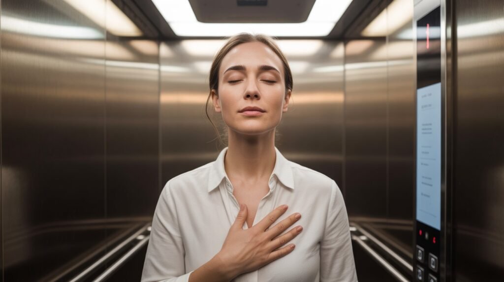 Estratégias mentais para controlar a claustrofobia em elevadores e metrôs.